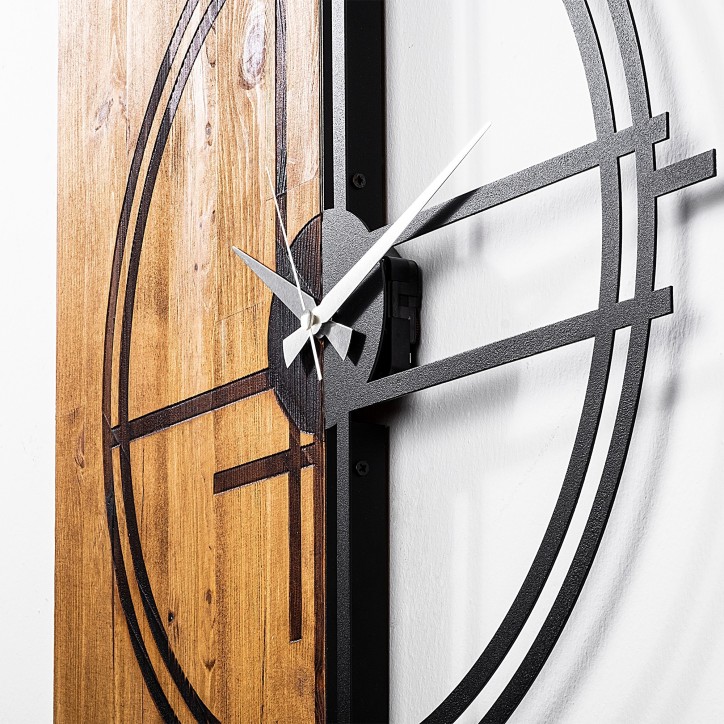 Reloj de pared madera Modelo 38 nogal claro negro 56x3x58 cm