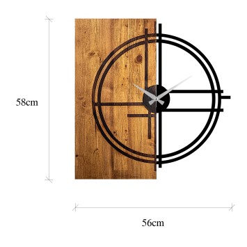 Reloj de pared madera Modelo 38 nogal claro negro 56x3x58 cm