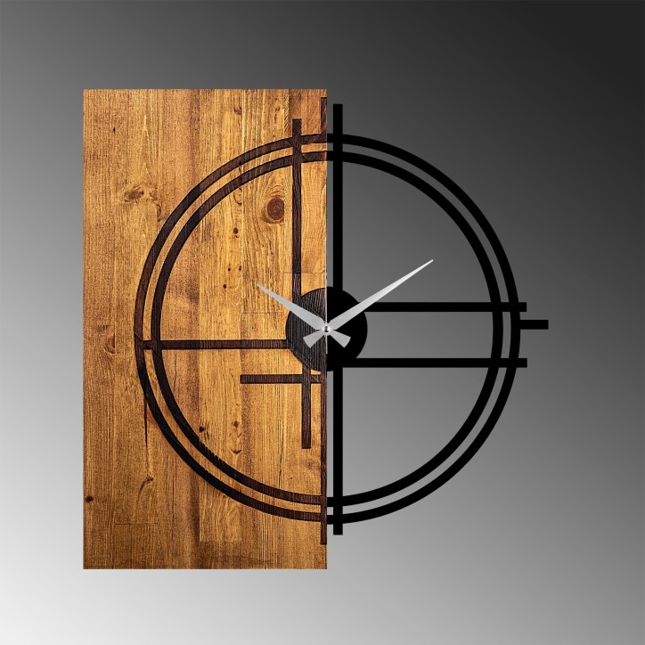 Reloj de pared madera Modelo 38 nogal claro negro 56x3x58 cm