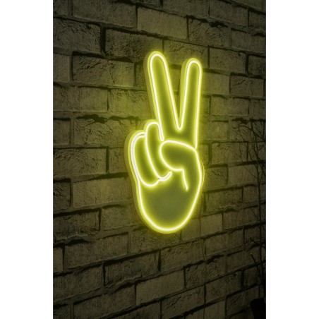 Iluminación LED decorativa de plástico Victory Sign amarillo 29x44x2 cm