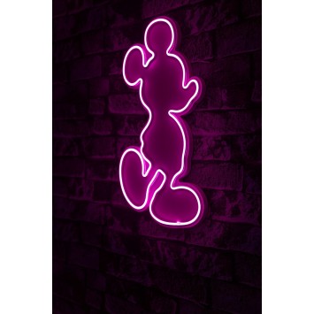 Iluminación LED decorativa de plástico Mickey Mouse rosa 27x49x3 cm