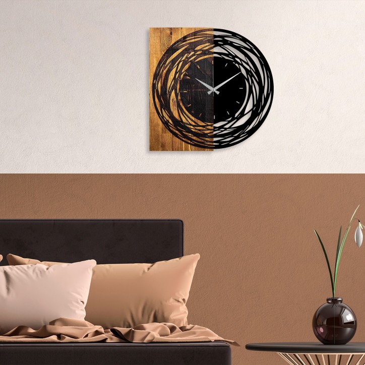 Reloj de pared madera Modelo 39 nogal claro negro 58x3x58 cm