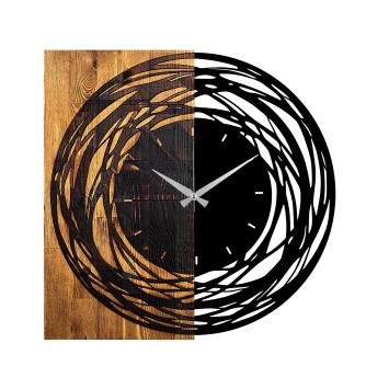 Reloj de pared madera Modelo 39 nogal claro negro 58x3x58 cm