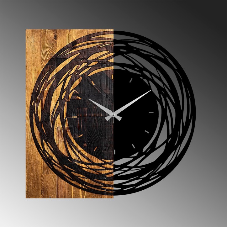 Reloj de pared madera Modelo 39 nogal claro negro 58x3x58 cm