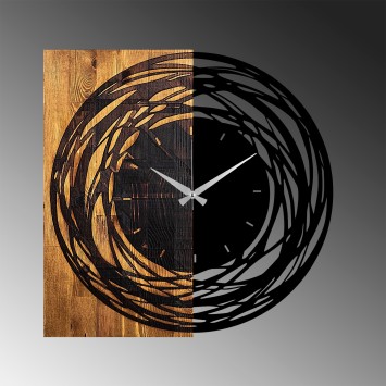 Reloj de pared madera Modelo 39 nogal claro negro 58x3x58 cm