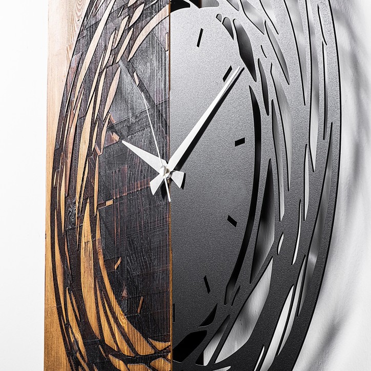 Reloj de pared madera Modelo 39 nogal claro negro 58x3x58 cm