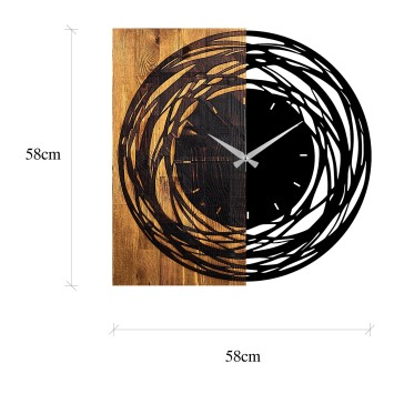 Reloj de pared madera Modelo 39 nogal claro negro 58x3x58 cm