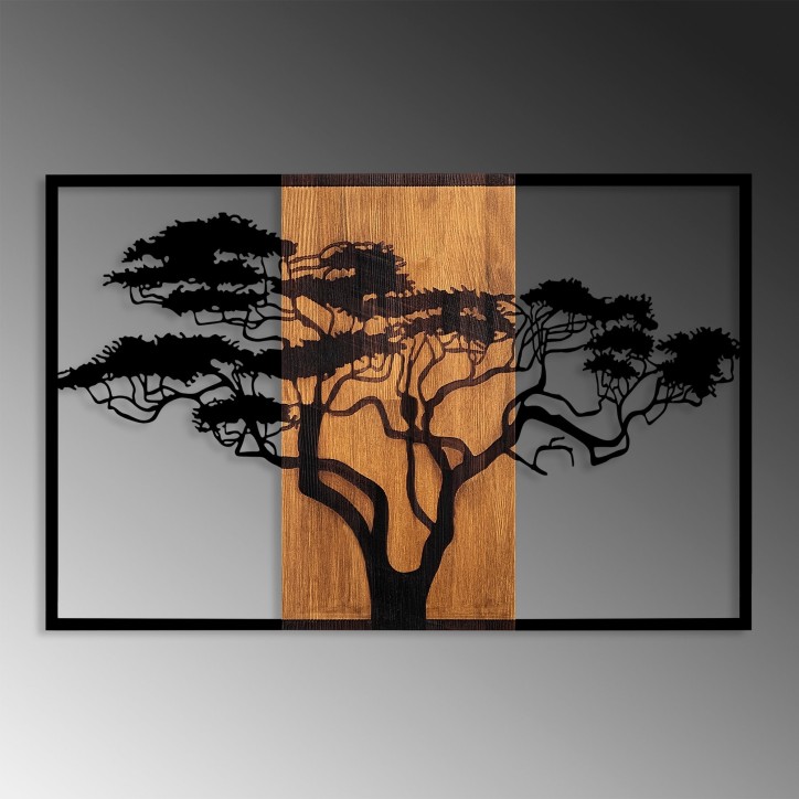 Decoración pared de madera Acacia Tree-388 nogal negro 90x58 cm