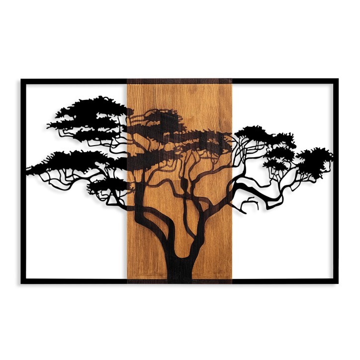 Decoración pared de madera Acacia Tree-388 nogal negro 90x58 cm