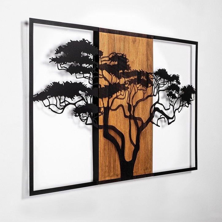 Decoración pared de madera Acacia Tree-388 nogal negro 90x58 cm