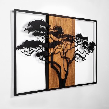 Decoración pared de madera Acacia Tree -388 nogal negro 90x58 cm