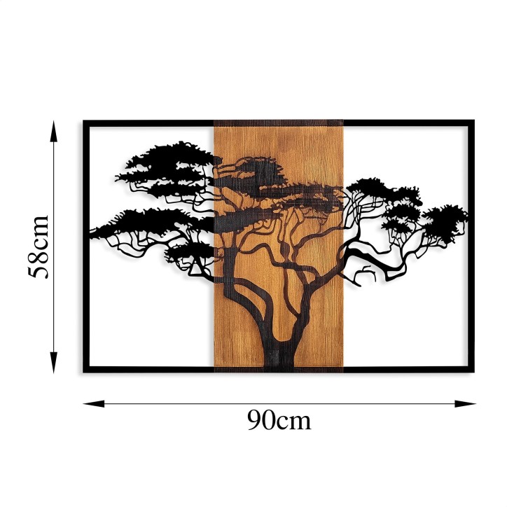 Decoración pared de madera Acacia Tree-388 nogal negro 90x58 cm