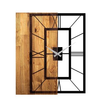 Reloj de pared madera Modelo 37 nogal claro negro 49x3x58 cm