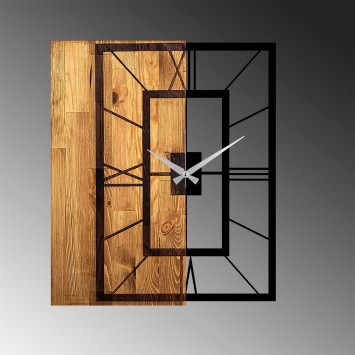 Reloj de pared madera Modelo 37 nogal claro negro 49x3x58 cm