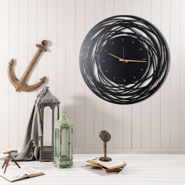 Reloj de pared metal Lines negro 50x50 cm