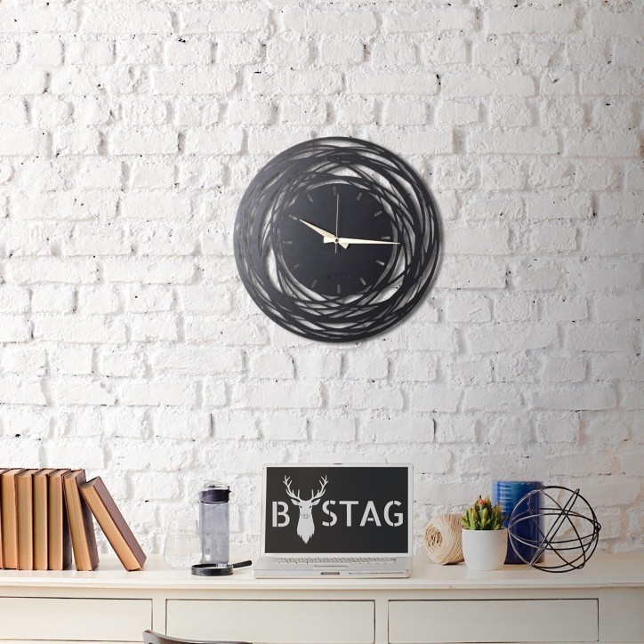 Reloj de pared metal Lines negro 50x50 cm