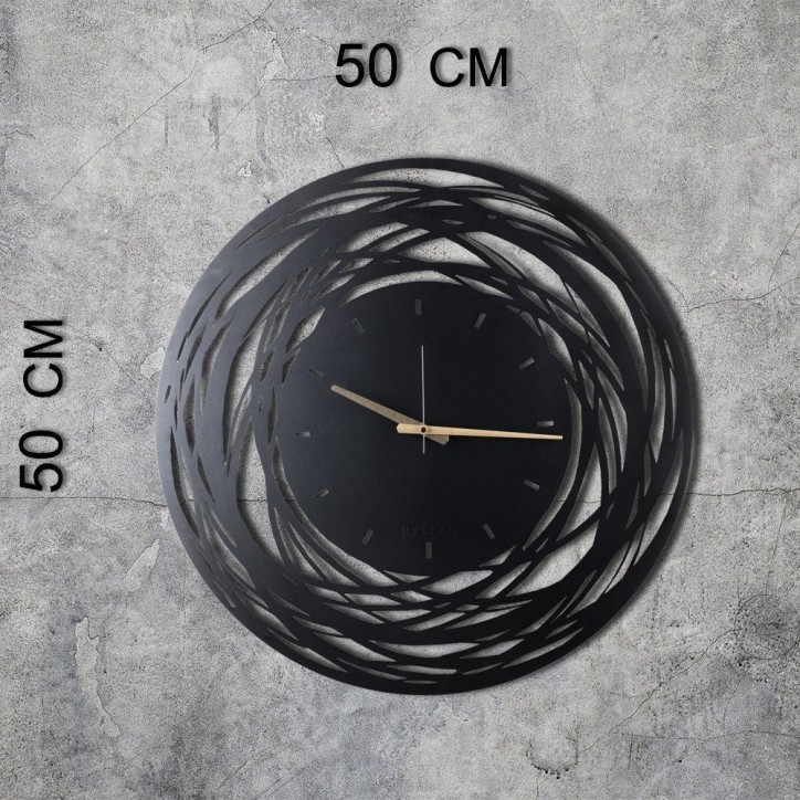 Reloj de pared metal Lines negro 50x50 cm