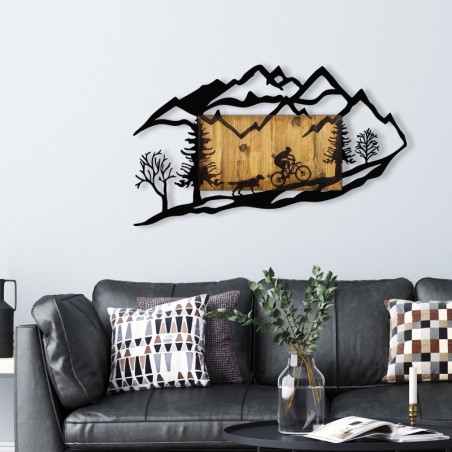 Decoración pared de madera Bicycle Riding in Nature 1 nogal negro 110x3x65 cm