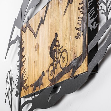 Decoración pared de madera Bicycle Riding in Nature 1 nogal negro 110x3x65 cm