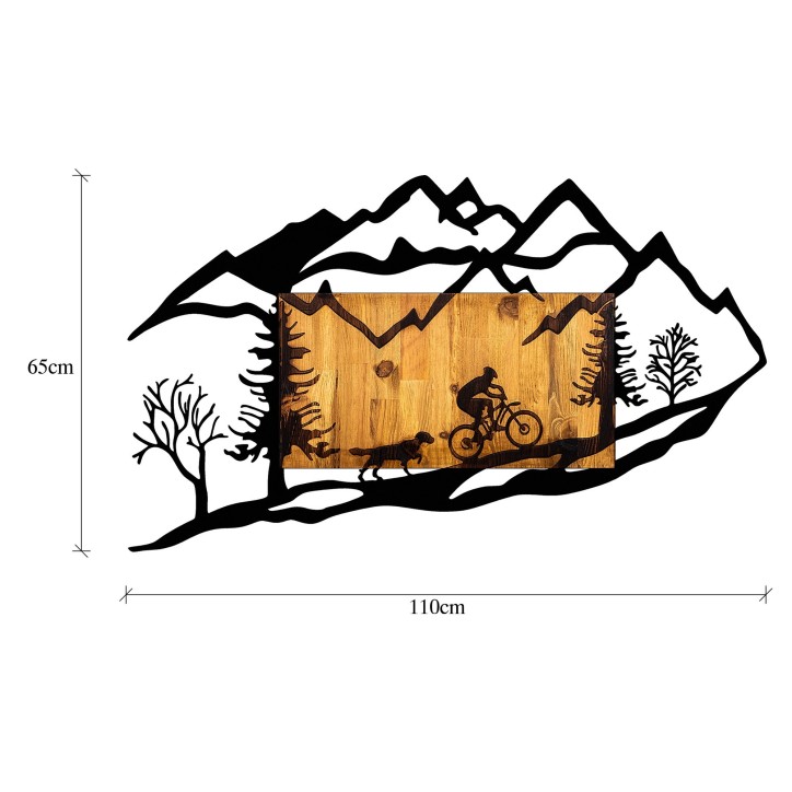 Decoración pared de madera Bicycle Riding in Nature 1 nogal negro 110x3x65 cm