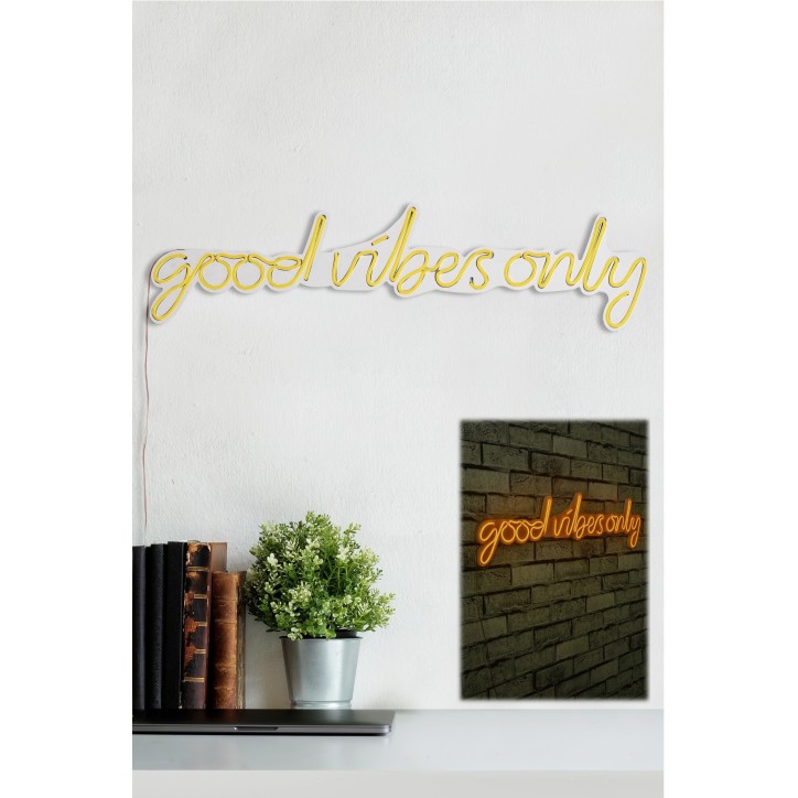 Iluminación LED decorativa de plástico Good Vibes Only amarillo 76x19x2 cm