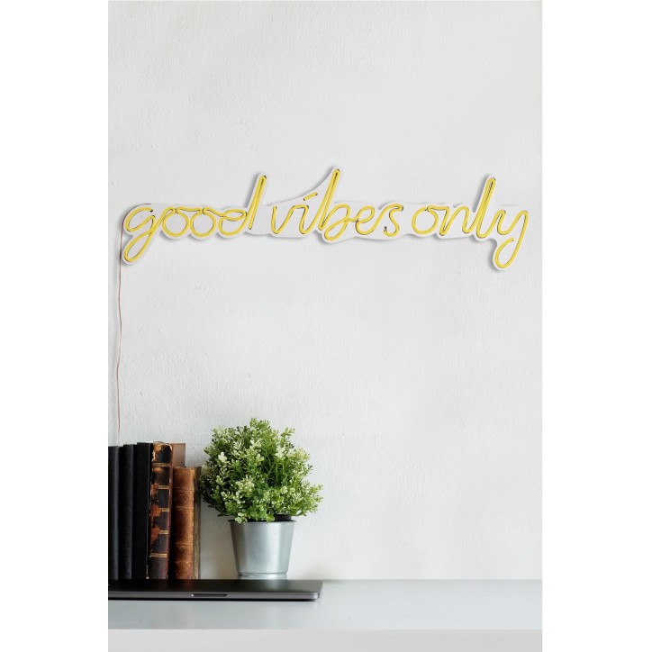 Iluminación LED decorativa de plástico Good Vibes Only amarillo 76x19x2 cm