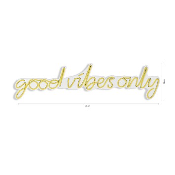 Iluminación LED decorativa de plástico Good Vibes Only amarillo 76x19x2 cm