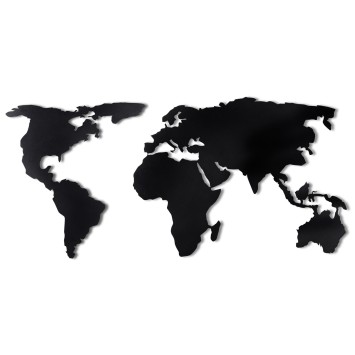 Decoración pared de metal World Map Silhouette negro 60x120 cm