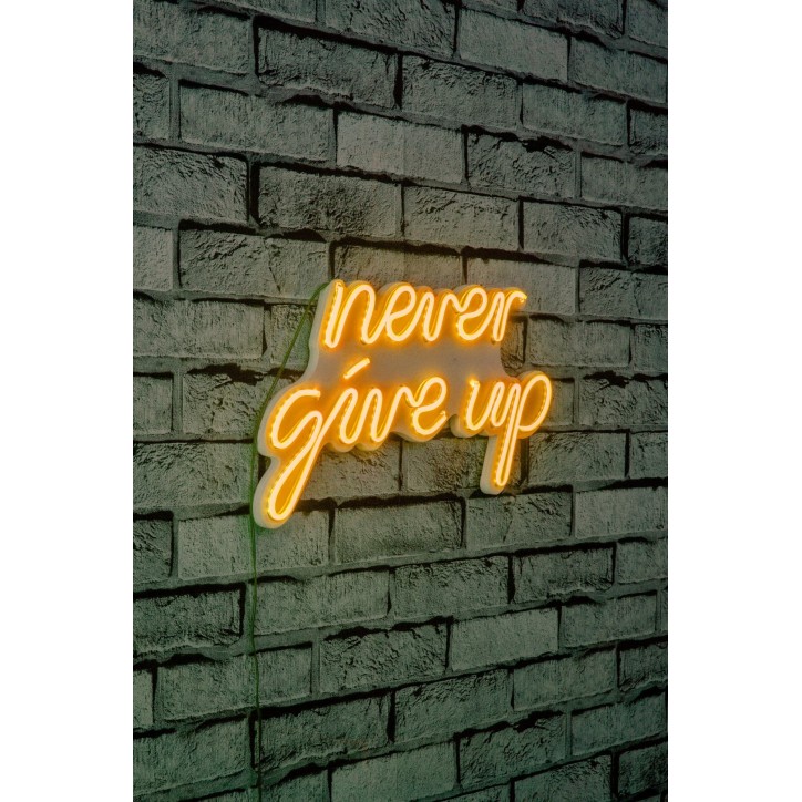 Iluminación LED decorativa de plástico Never Give Up amarillo 39.5x23x2 cm