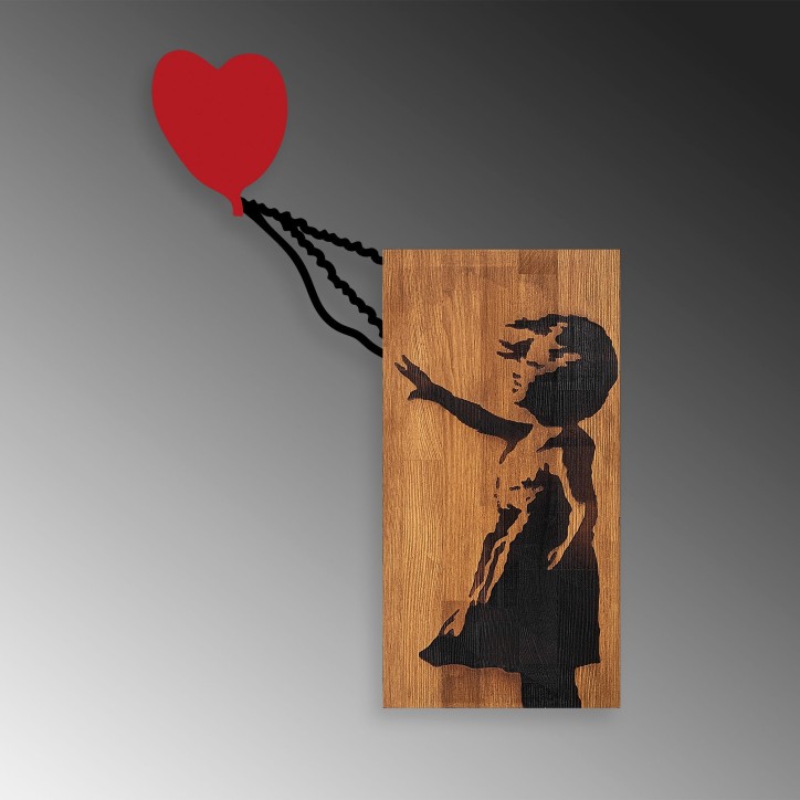 Decoración pared de madera Banksy-15 nogal negro 83x60 cm