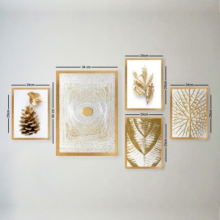 Cuadro decorativo enmarcado SET_130 multicolor 24x29 cm (4 piezas) 34x44 cm (1 pieza)