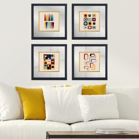 Cuadro decorativo enmarcado CAM2162065068 multicolor 32x32 cm (4 piezas)