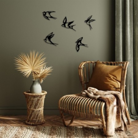 Decoración pared de metal Swallows-303 negro 19x18 cm (1 pieza)