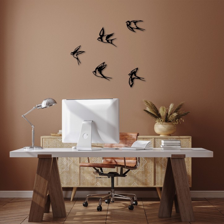 Decoración pared de metal Swallows-303 negro 19x18 cm (1 pieza)