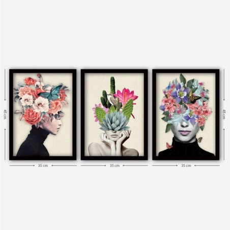 Cuadro decorativo enmarcado 3SC161 multicolor 35x45 cm (3 piezas)