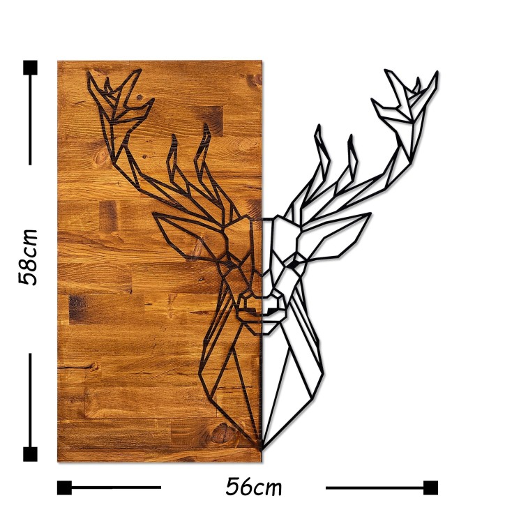 Decoración pared de madera Deer1 nogal negro 56x58 cm