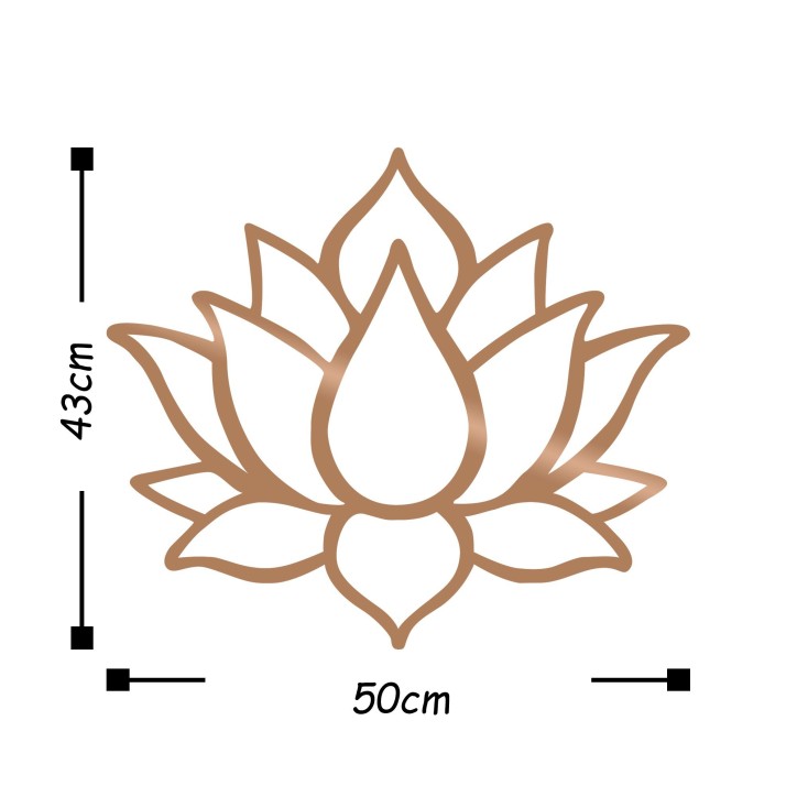 Decoración pared de metal Lotus Flower 1 cobre 50x43 cm