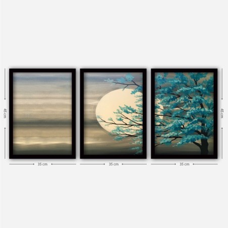 Cuadro decorativo enmarcado 3SC189 multicolor 35x45 cm (3 piezas)
