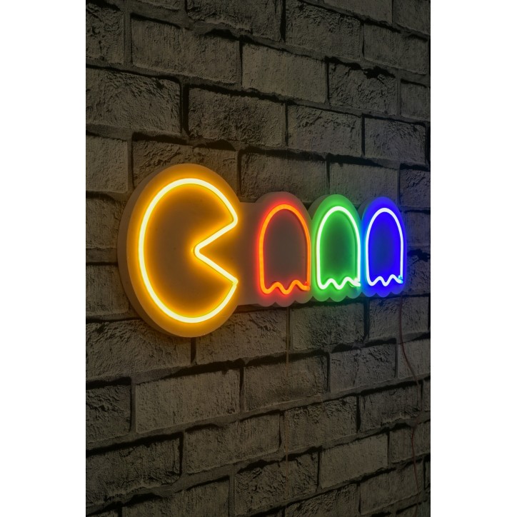 Iluminación LED decorativa de plástico Pacman multicolor 55x19x2 cm