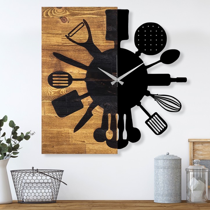 Reloj de pared madera Modelo 32 nogal negro 60x3x58 cm