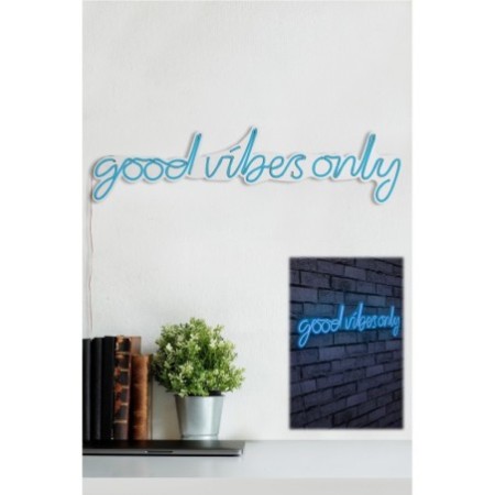 Iluminación LED decorativa de plástico Good Vibes Only azul 76x19x2 cm