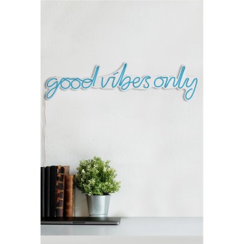 Iluminación LED decorativa de plástico Good Vibes Only azul 76x19x2 cm