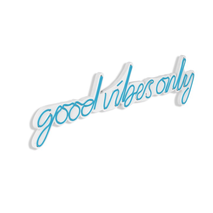 Iluminación LED decorativa de plástico Good Vibes Only azul 76x19x2 cm