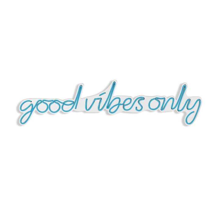 Iluminación LED decorativa de plástico Good Vibes Only azul 76x19x2 cm