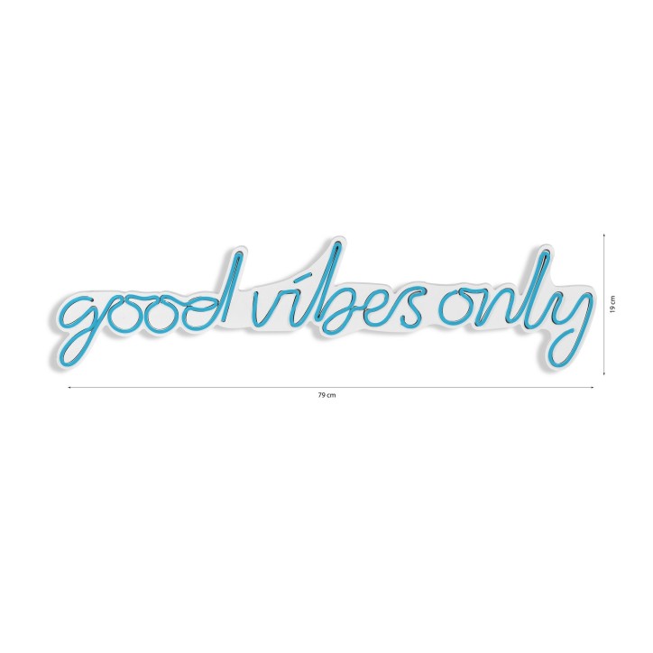 Iluminación LED decorativa de plástico Good Vibes Only azul 76x19x2 cm