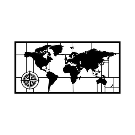 Decoración pared de metal World Map Metal Decor 7 negro 121x60 cm