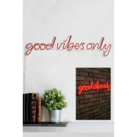 Iluminación LED decorativa de plástico Good Vibes Only rojo 76x19x2 cm