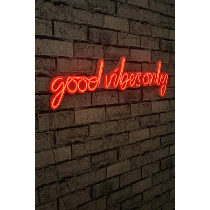 Iluminación LED decorativa de plástico Good Vibes Only rojo 76x19x2 cm