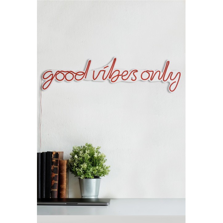 Iluminación LED decorativa de plástico Good Vibes Only rojo 76x19x2 cm