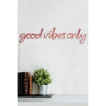 Iluminación LED decorativa de plástico Good Vibes Only rojo 76x19x2 cm